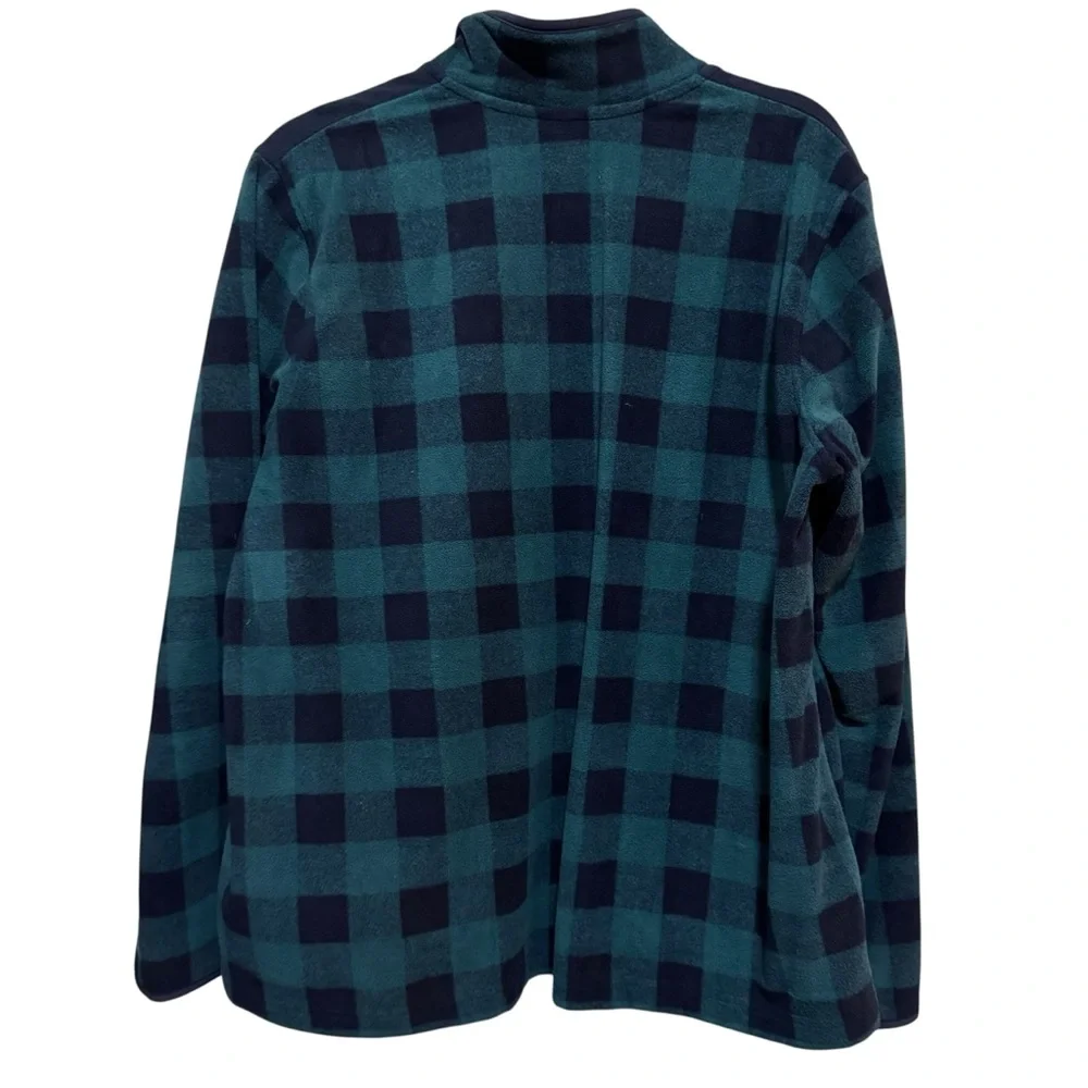 Eddie Bauer Green and Navy Checkered Fleece - size XL EUC - Picture 2 of 9